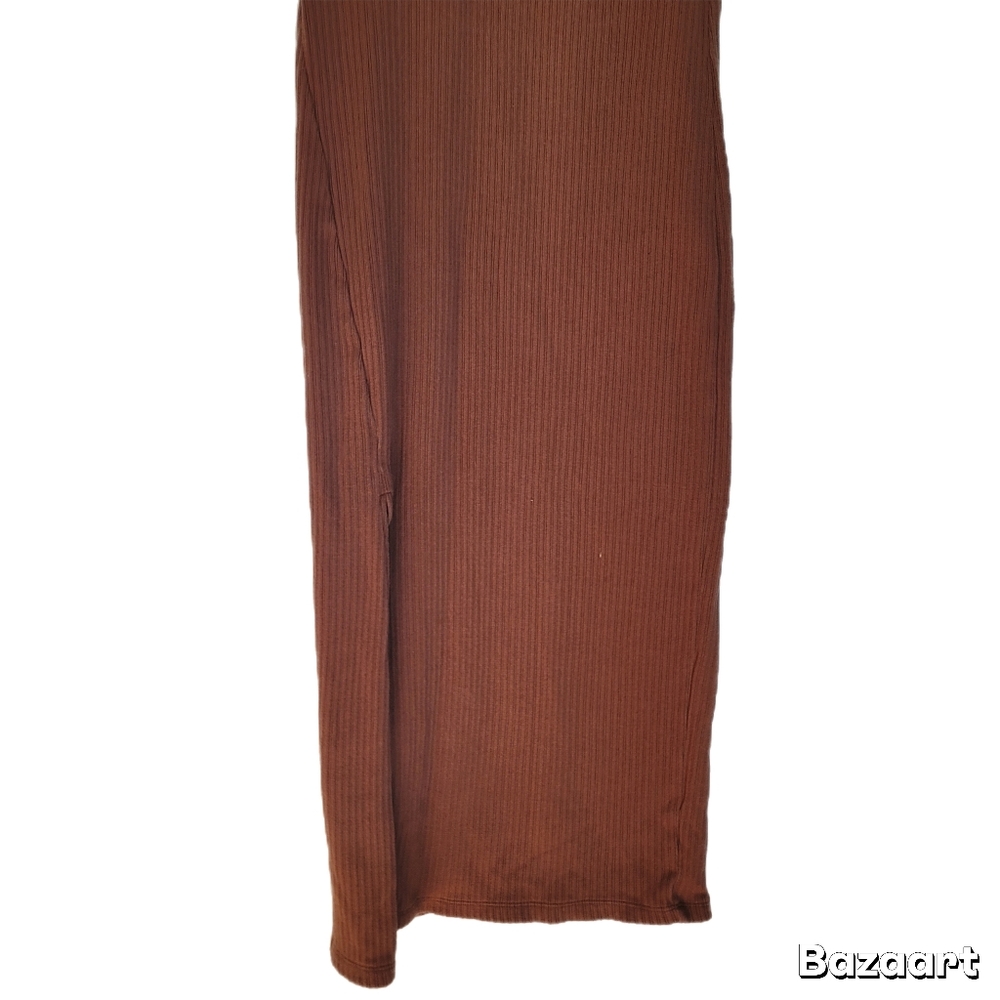 FP Beach Dress L Large Sleeveless Brown Ribbed - Picture 3 of 7
